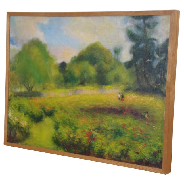 Impressionist 1982 Chun Hwa Hwang Impressionist Oil Landscape Painting on Canvas, Framed For Sale - Image 3 of 13