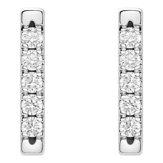 Pave Natural Diamond Flush Bar 14k Stud Earring, A Pair For Sale