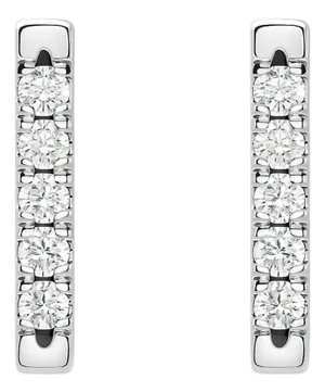 Pave Natural Diamond Flush Bar 14k Stud Earring, A Pair