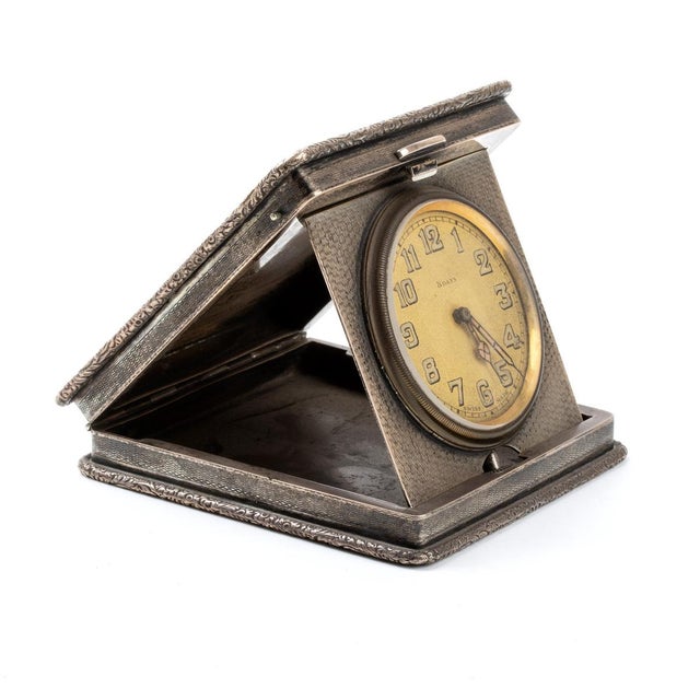 Art Deco Silver Table Clock from William Base & Sons, Birmingham, 1927 For Sale - Image 18 of 18