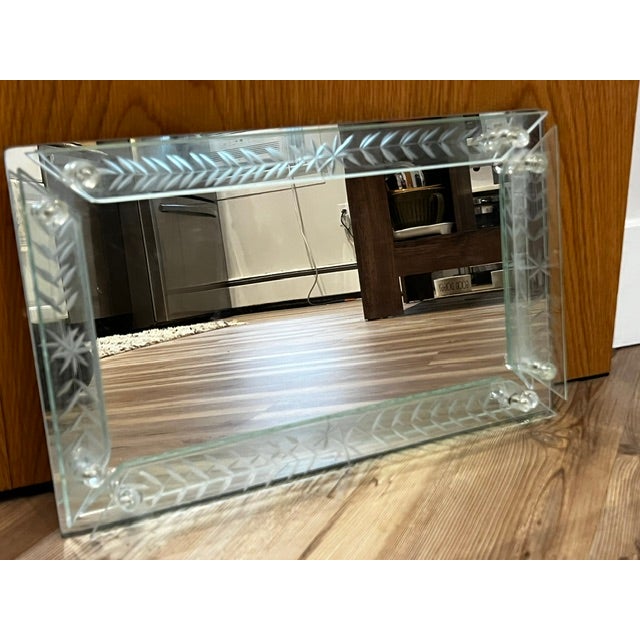 Art Deco Mirrored and Etched Glass Large Vanity Tray For Sale In New York - Image 6 of 8