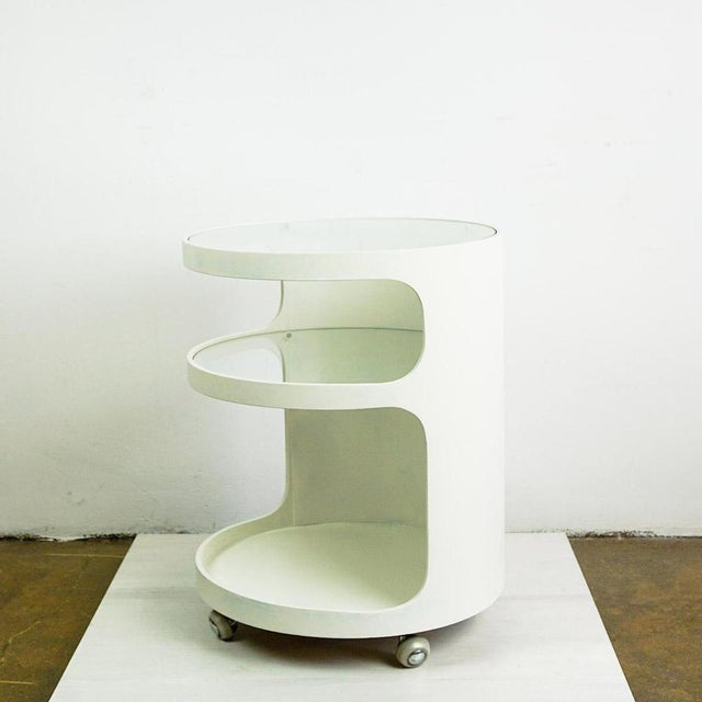Space Age White Circular Trolley attributed to Opal, Germany, 1960s For Sale - Image 4 of 11