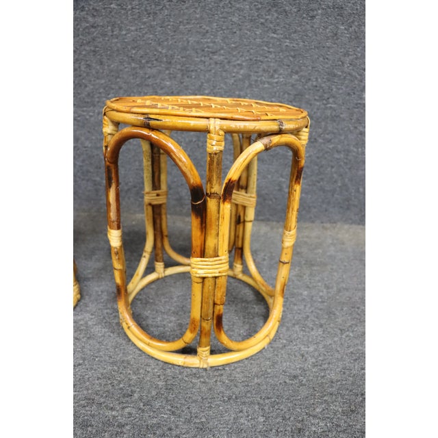 Wood Mid Century Burnt Bamboo Nesting Tables For Sale - Image 7 of 7