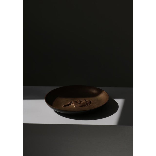 Beautifully patinated art deco "Tinos" dish or tray made in Denmark in the 1930s. Signed on back. This piece is attributed...