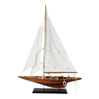 Vintage Endeavour Sailboat Model in Wood For Sale