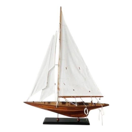 Vintage Endeavour Sailboat Model in Wood For Sale