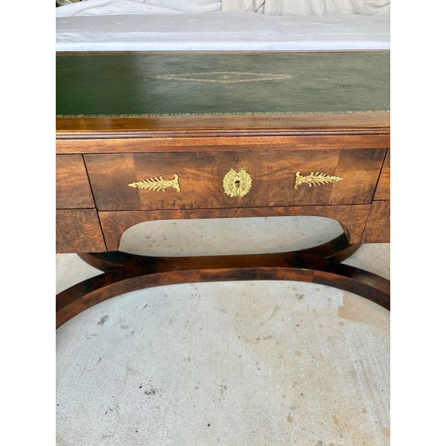 Early 20th Century French Empire Style Walnut Leather Top Desk For Sale - Image 6 of 12