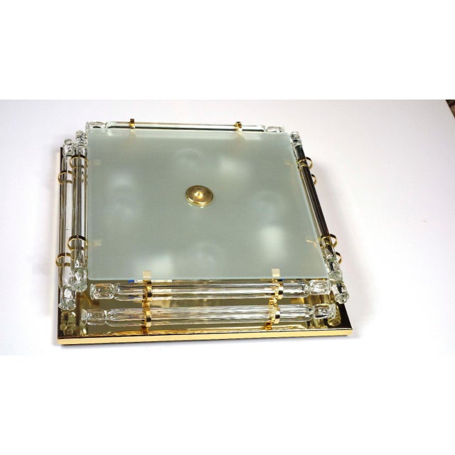 Mid-Century Modern Gold-Plated Metal and Crystal Glass Ontario Ceiling Lamp from Austrolux, 1970s For Sale - Image 3 of 9