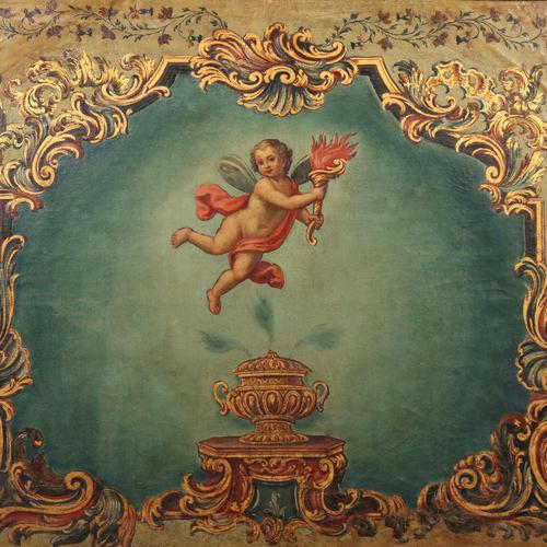 Italian Artist, Large Allegorical Overdoor Painting, Oil on Canvas For Sale - Image 3 of 11