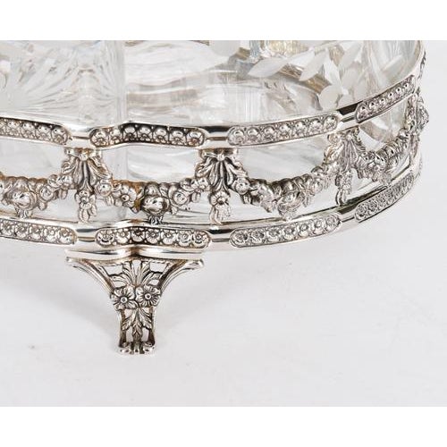 Antique French Silver Plated Louis Revival Cut Crystal Centrepieces, 1860, Set of 2 For Sale - Image 3 of 18