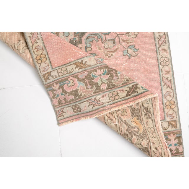 Low Pile Vintage Pink Runner For Sale - Image 4 of 10