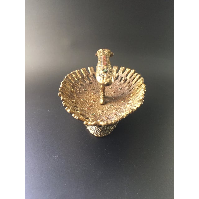 Mid Century Brutalist Wainberg Jerusalem Brass Enameled Nutcracker With Bowl For Sale - Image 4 of 13