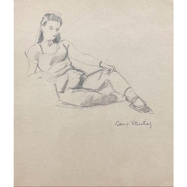 Benjamin II Vautier, Posing Lady, Graphite on Paper For Sale - Image 11 of 11