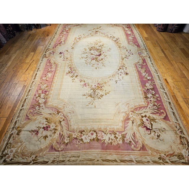 This exceptional 19th century oversize French Aubusson carpet is a gallery-commanding piece of the highest decorative...