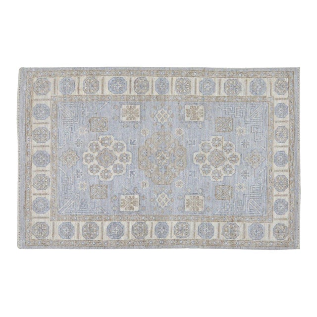 Turkish Oushak Hand Knotted Wool Rug, 4'x6' For Sale