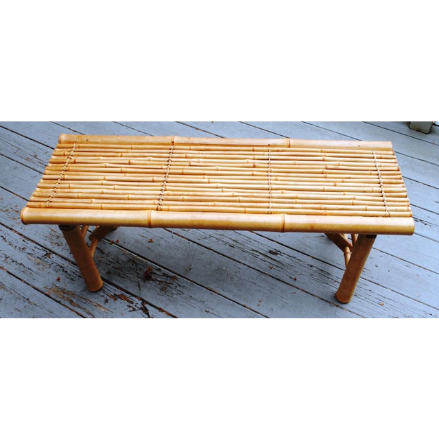 Nice sturdy vintage bench with a surprise...the legs fold for easy storage. This bench would be great in an entry way or a...