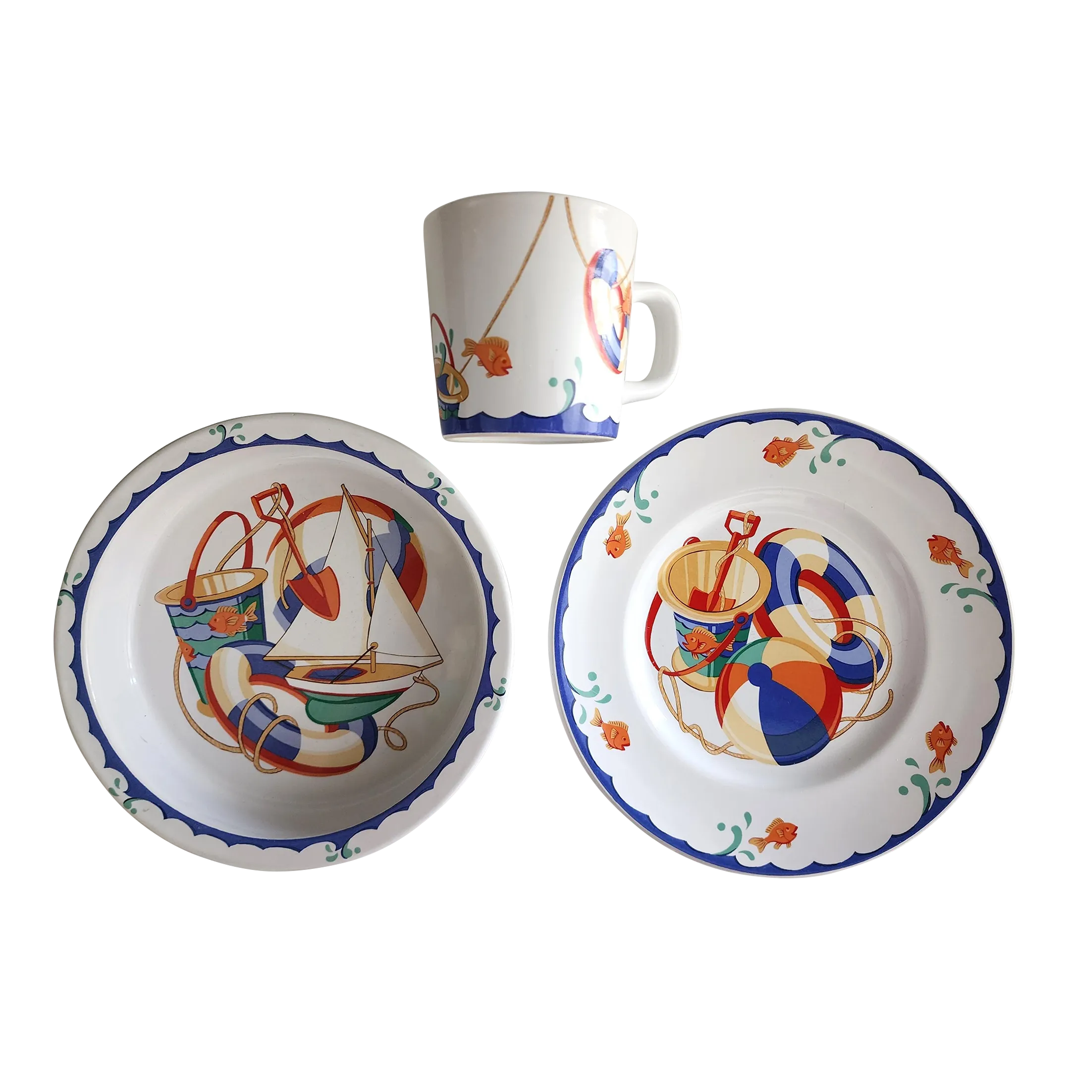 1990s Tiffany & Co. Seashore Childs Dinnerware Set- 3 Pieces