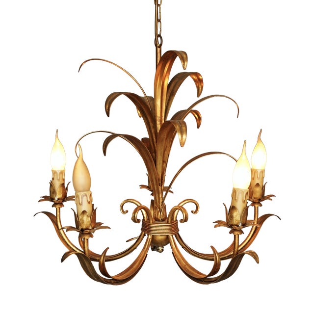 Vintage Five Light Chandelier attributed to Hans Kögl, 1970s For Sale