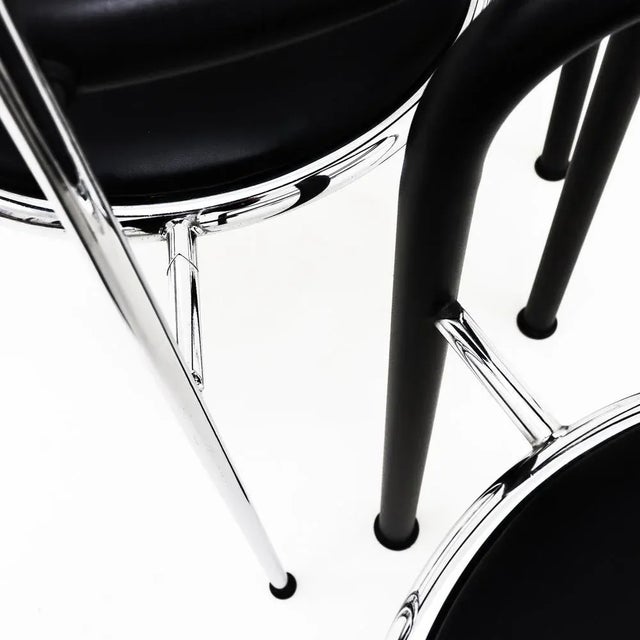 Dark Horse Chairs in Chrome and Black Leather by Rud Thygesen and Johnny Sorensen for Botium, 1980s, Set of 4 For Sale - Image 9 of 10