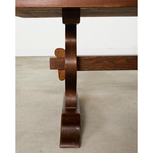 Country French Oak Farmhouse Trestle Dining Table For Sale - Image 16 of 18