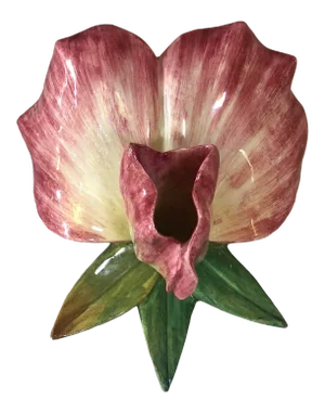 Majolica Pink Flower Wall Pocket Delphin Massier, Circa 1880