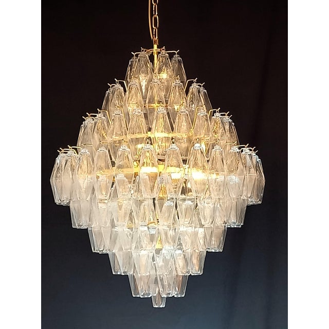 Gold Chandelier with Crystal in Polyhedron Murano Glass, 1962 For Sale - Image 8 of 12