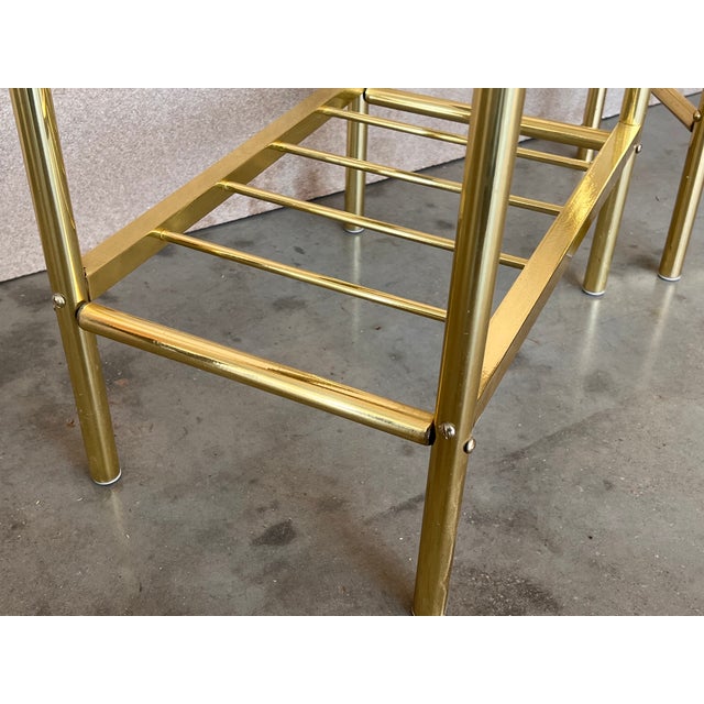 Pair of Midcentury Italian Bronze and Glass With Nightstands With Crest For Sale - Image 9 of 11