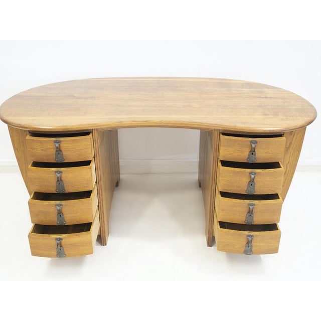 1930s Swedish Art Nouveau Style Writing Desk in Oak, 1930s For Sale - Image 5 of 18