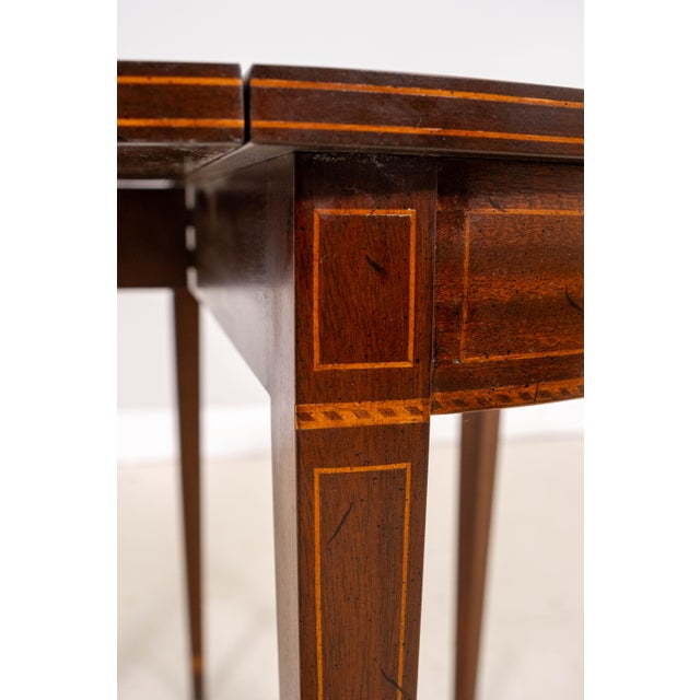 Kittinger Mahogany Gate Leg Demilune Inlaid Game Table For Sale - Image 12 of 13