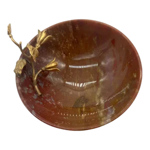 Rare Dunhill Marble & Sterling Silver Foliate Mounted Catchall Ashtray Dish