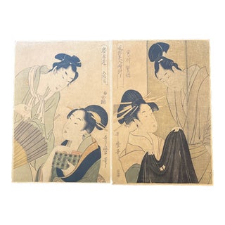 Early 20th Century Pair of Woodblock Prints by Kitagawa Utamaro For Sale
