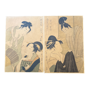 Early 20th Century Pair of Woodblock Prints by Kitagawa Utamaro