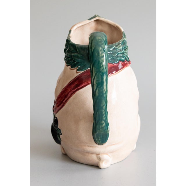 1920s Antique Early 20th Century French Orchies Majolica Pig Pitcher For Sale - Image 5 of 8