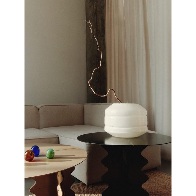 Round Wave Modern Metal Side Table For Sale - Image 6 of 12