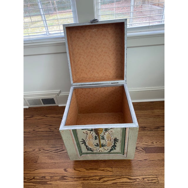 1990s Painted Accent Cube Table With Storage For Sale - Image 5 of 9