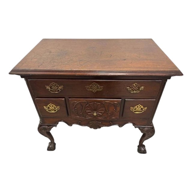 Late 20th Century Councill Craftsmen Chippendale Revival Mahogany Lowboy Chest With Ball-and-Claw Feet For Sale