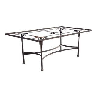 Vintage Brown Jordan Style Wrought Iron Outdoor Patio Table For Sale