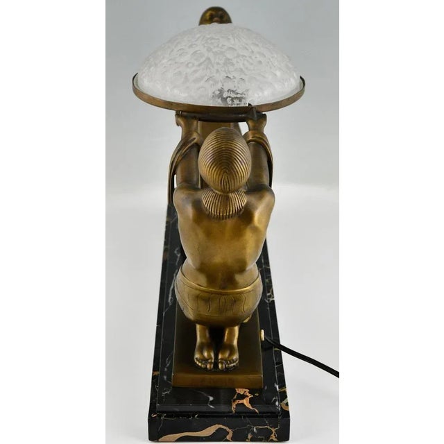 Art Deco Table Lamp with Kneeling Women from Max Le Verrier, 1925 For Sale - Image 6 of 10