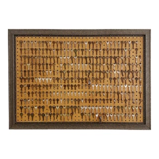 Folk Art Framed Vintage Keys on PegBoard For Sale