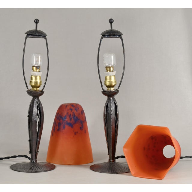 1920s French Art Deco Table Lamp by Charles Schneider 1925 France - A Pair For Sale - Image 5 of 8