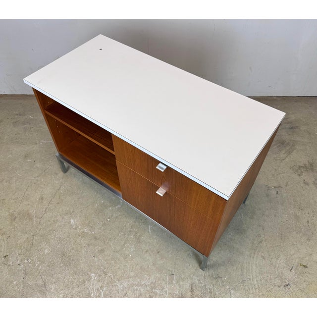 Wood 1960’s Mid Century Modern Florence Knoll Credenza / Cabinet in Teak, Stainless & Laminate For Sale - Image 7 of 12