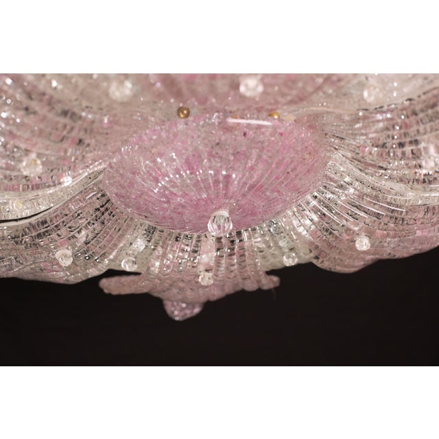 Large Vintage 1980s Murano Glass Ceiling Lamp Pink For Sale - Image 6 of 12