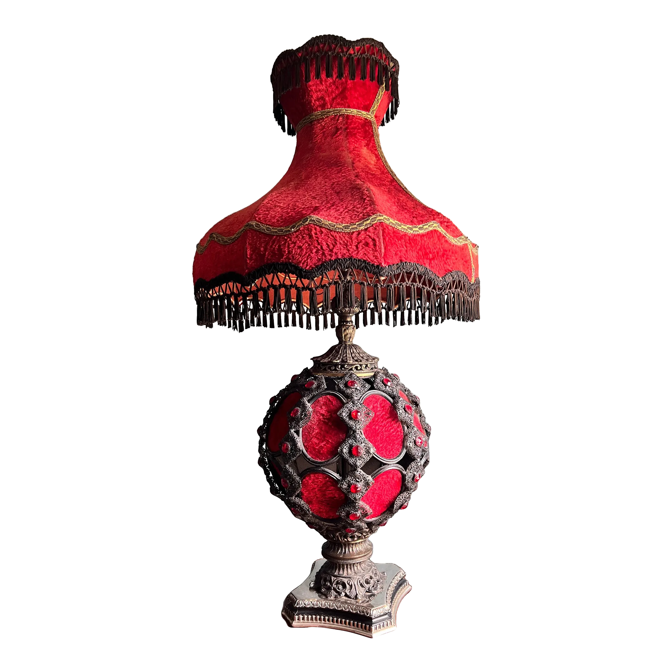19th Victorian Red Work Layover Sham 夜 Mid 20th Century Falkenstein Victorian Gothic Revival Red and