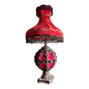 Mid 20th Century Falkenstein Victorian Gothic Revival Red and Black Table Lamp