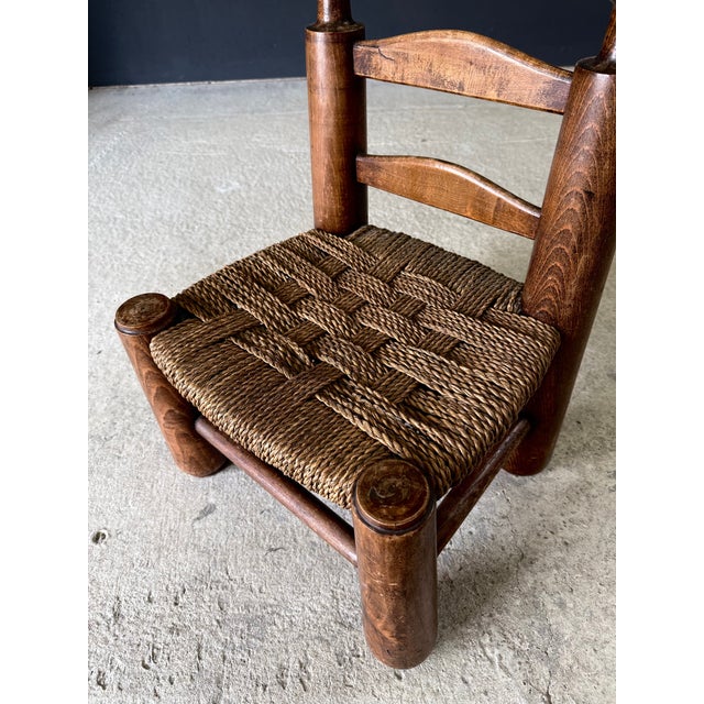 French Provincial Brutalist Low Stool by Charles Dudouyt, France 1940s For Sale - Image 13 of 16