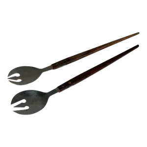 1960s Japanese Midcentury Modern Stainless Salad Serving Set Utensils