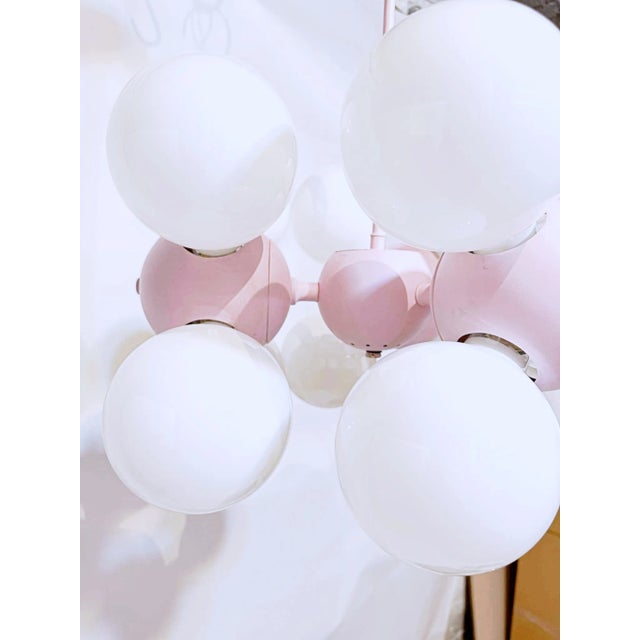 Mid-Century Pink Atomic Pendant Light Fixture For Sale - Image 11 of 12