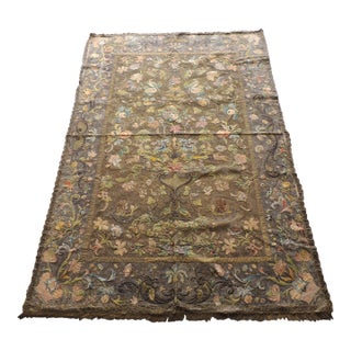 Monumental 17th C. Italian Heavy Silk and Metallic Threads Woven Wall Hanging Textile Panel For Sale