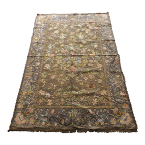 Monumental 17th C. Italian Heavy Silk and Metallic Threads Woven Wall Hanging Textile Panel