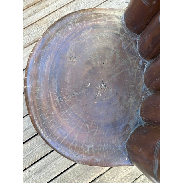 Brown Vintage Wooden Hands Chairs, 1970s, Set of 6 For Sale - Image 8 of 11